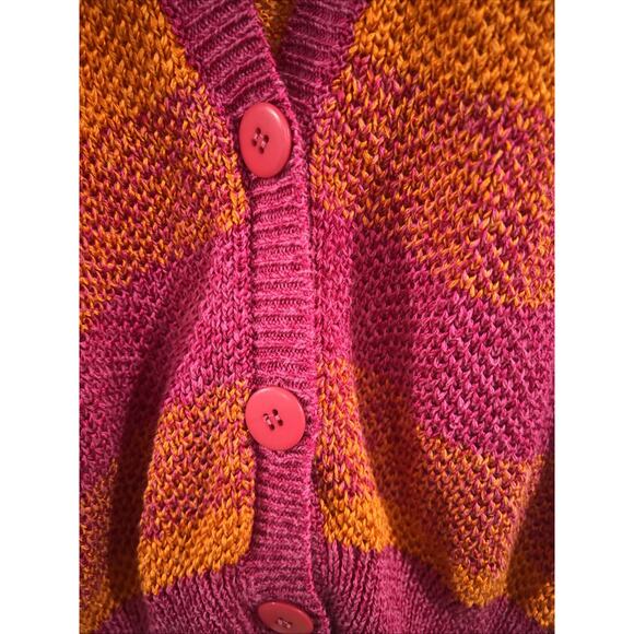 Vintage Christian Dior Cardigan Open Knit Orange And Pink Petite Small - Picture 3 of 5